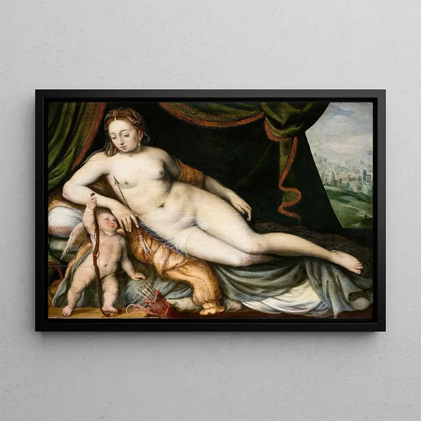 Wenus i Kupidyn - Frans Floris — oprawiony obraz na ścianie