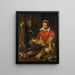 Sprzedawczyni trzymająca koguta z dziczyzną, szparagami, karczochami, przyborami kuchennymi i miską truskawek leśnych - Frans Snyders — oprawiony obraz na ścianie