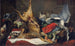 Martwa natura z martwą zwierzyną, małpą, papugą i psem - Frans Snyders — widok dzieła