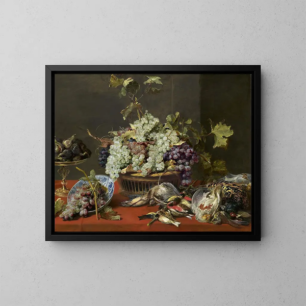 Martwa natura z winogronami i dziczyzną - Frans Snyders — oprawiony obraz na ścianie