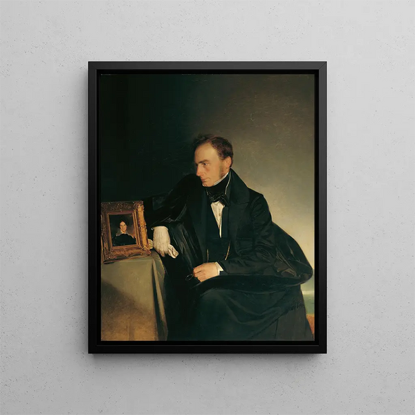 Le peintre Franz Wipplinger regardant le portrait miniature de sa sœur décédée - Franz Eybl — oprawiony obraz na ścianie