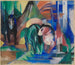 Trzy konie nad leśnym brzegiem wody - Franz Marc — widok dzieła