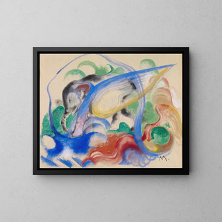 Zwierzęta magiczne - Franz Marc — oprawiony obraz na ścianie