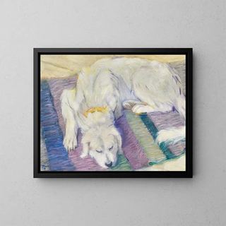 Leżący pies, portret psa - Franz Marc — oprawiony obraz na ścianie