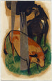 Czerwony koń i żółte bydło, czarny koń, brązowy i żółte bydło - Franz Marc — widok dzieła