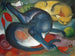 dwóch niebiesko-żółtych kotów - Franz Marc — widok dzieła