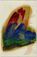 Dwa niebieskie konie przed czerwonym skałem - Franz Marc — widok dzieła