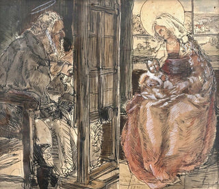 Świętego Łukasza malującego Dziewicę z Dzieciątkiem - Franz Naager — widok dzieła