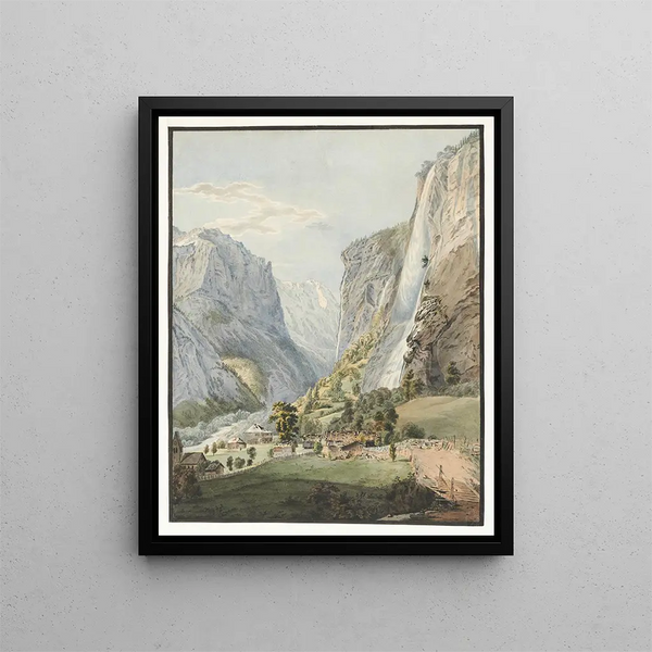 Upadek Staubbach w Dolinie Lauterbrunnen - Franz Niklaus König — oprawiony obraz na ścianie