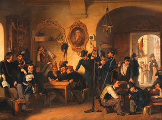 Franz Schams - Studentenwachstube der Akademischen Legion in der Aula der alten Universitt im Jahre 1848.webp