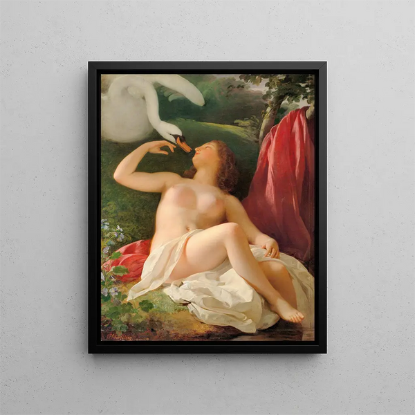 Leda i łabędź - Franz Schrotzberg — oprawiony obraz na ścianie