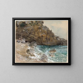 La plage à Marina Piccola, Capri - Franz Skarbina — oprawiony obraz na ścianie