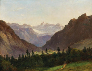 Franz Steinfeld - A View of the Dachstein Massif from the Alpenhotel Wasnerin in Bad Aussee.webp