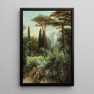 Franz Xaver Birkinger - A Romantic Castle Park in the South.webp