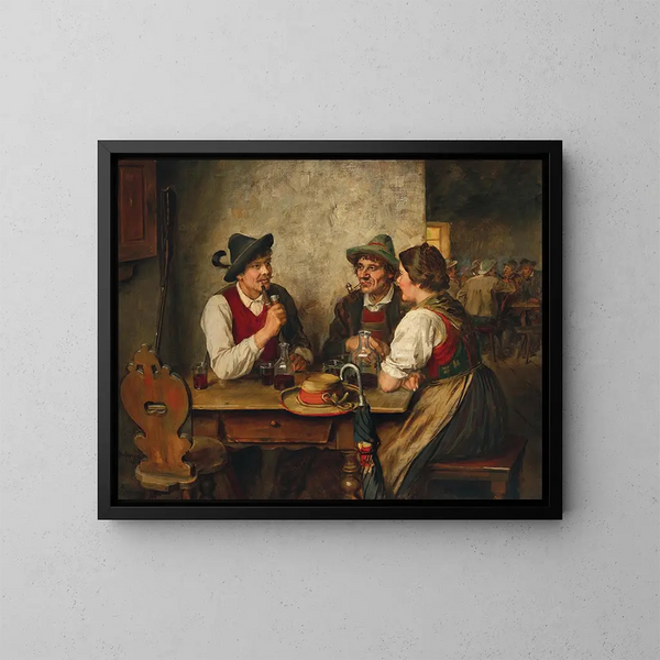 Scena w tawernie - Franz von Defregger — oprawiony obraz na ścianie