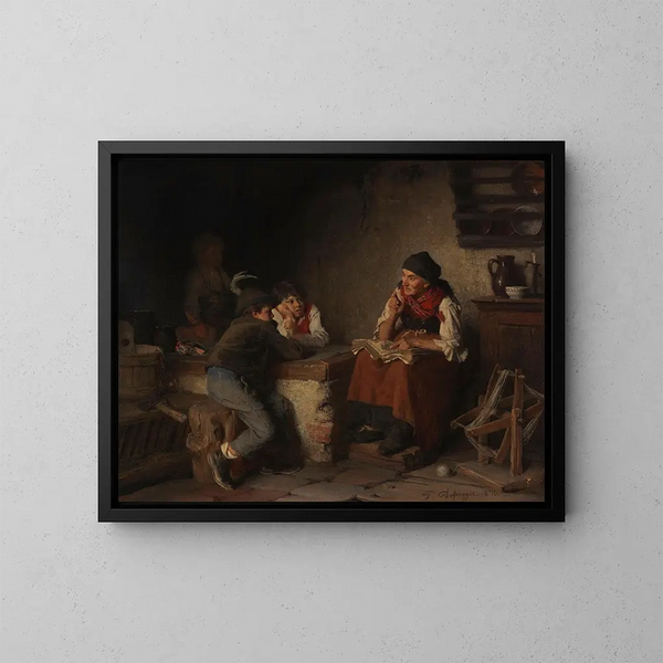 La conteuse - Franz von Defregger — oprawiony obraz na ścianie