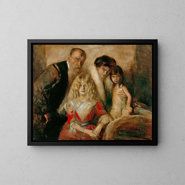 Franz von Lenbach z jego żoną i córkami - Franz von Lenbach — oprawiony obraz na ścianie