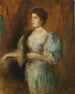Portret damy z perłowym naszyjnikiem i futrzanym szalem - Franz von Lenbach — widok dzieła