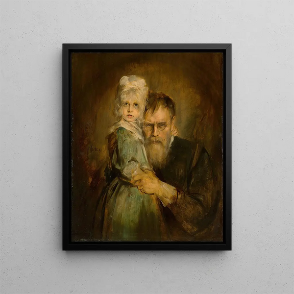 autoportret z córką Marion - Franz von Lenbach — oprawiony obraz na ścianie