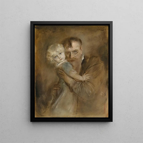 autoportret z córką Marion - Franz von Lenbach — oprawiony obraz na ścianie