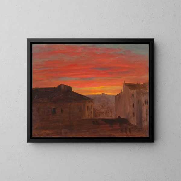 Toits au coucher du soleil depuis le Pincio, Rome - Frederic Edwin Church — oprawiony obraz na ścianie