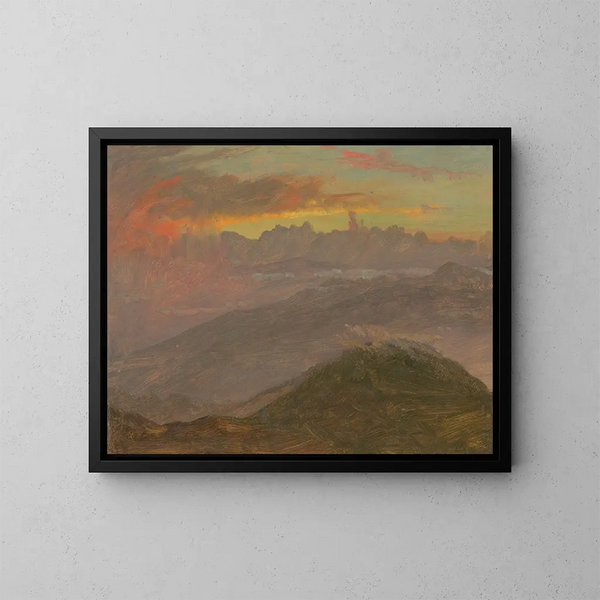Zachód słońca i góry - Frederic Edwin Church — oprawiony obraz na ścianie