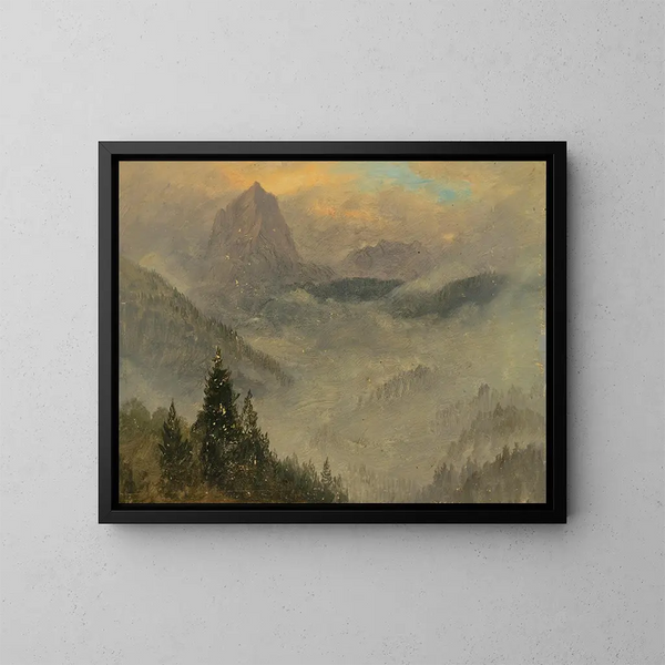 Le Hochkalter niedaleko Berchtesgaden - Frederic Edwin Church — oprawiony obraz na ścianie
