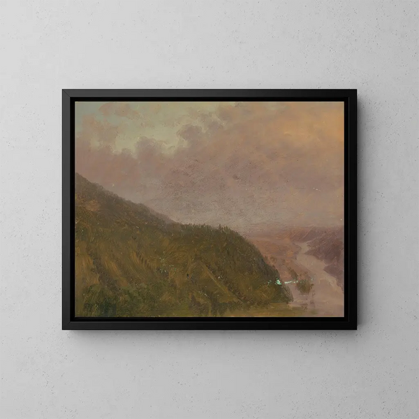 Dolina widziana z szczytu wysokiego wzgórza w Europie - Frederic Edwin Church — oprawiony obraz na ścianie