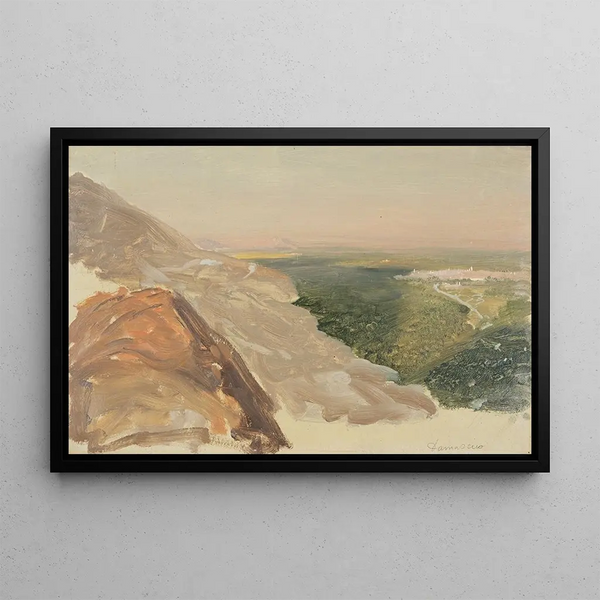 Widok na równinę z Damas, Syria, z gór - Frederic Edwin Church — oprawiony obraz na ścianie