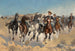 Demontowany, czwarty jeźdźcy przemieszczający konie prowadzone - Frederic Remington — widok dzieła