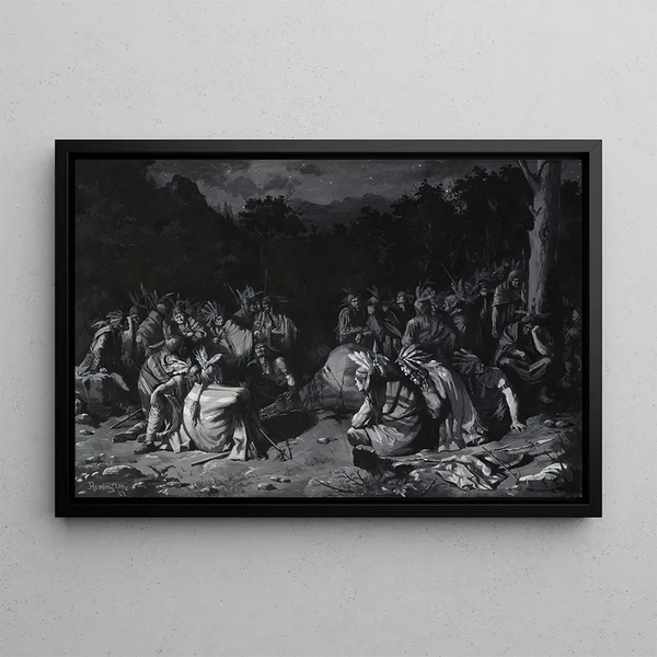 Rassemblement indien - Frederic Remington — oprawiony obraz na ścianie