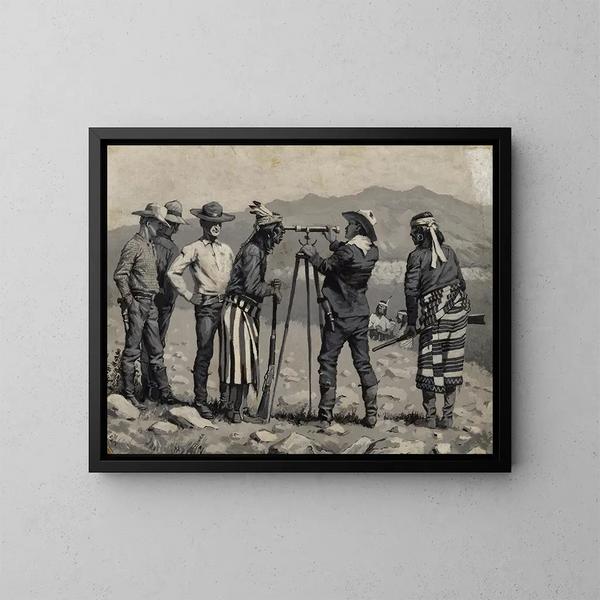 Patrzenie przez teleskop - Frederic Remington — oprawiony obraz na ścianie