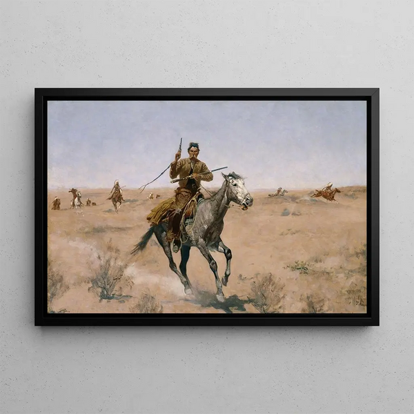 Le vol - Frederic Remington — oprawiony obraz na ścianie
