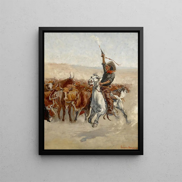 Le Round-Up - Frederic Remington — oprawiony obraz na ścianie