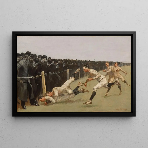 Touchdown Yale przeciwko Princeton Dzień Dziękczynienia 27 lis. 1890 Yale 32 Princeton 0 - Frederic Remington — oprawiony obraz na ścianie