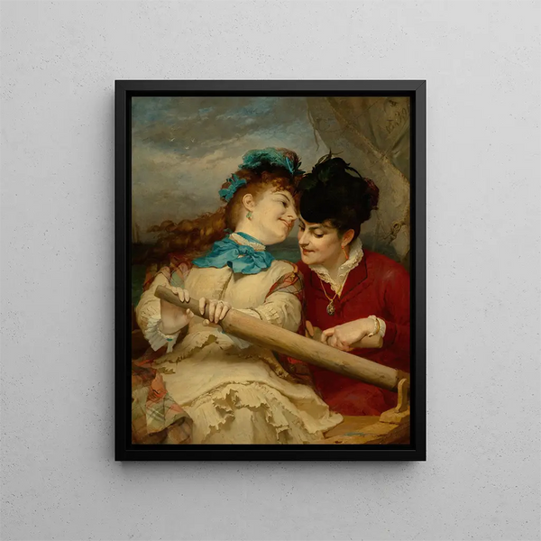 O czym rozmawiają młode dziewczyny - Frederick Arthur Bridgman — oprawiony obraz na ścianie