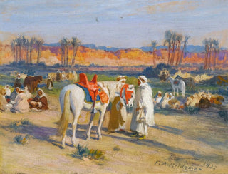 Zatrzymanie na pustyni - Frederick Arthur Bridgman — widok dzieła