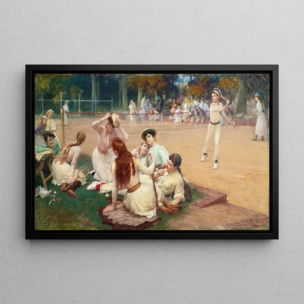 Klubu tenisa na trawie - Frederick Arthur Bridgman — oprawiony obraz na ścianie