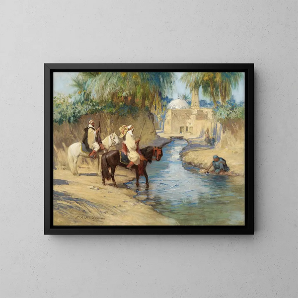 Powrót z polowania - Frederick Arthur Bridgman — oprawiony obraz na ścianie