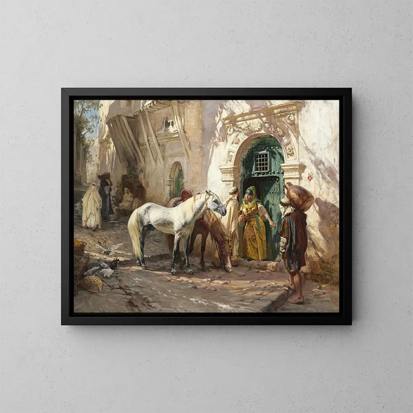 scena z Maroka - Frederick Arthur Bridgman — oprawiony obraz na ścianie