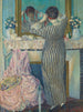 Dziewczynka czesząca się Dziewczynka układająca fryzurę - Frederick Carl Frieseke — widok dzieła