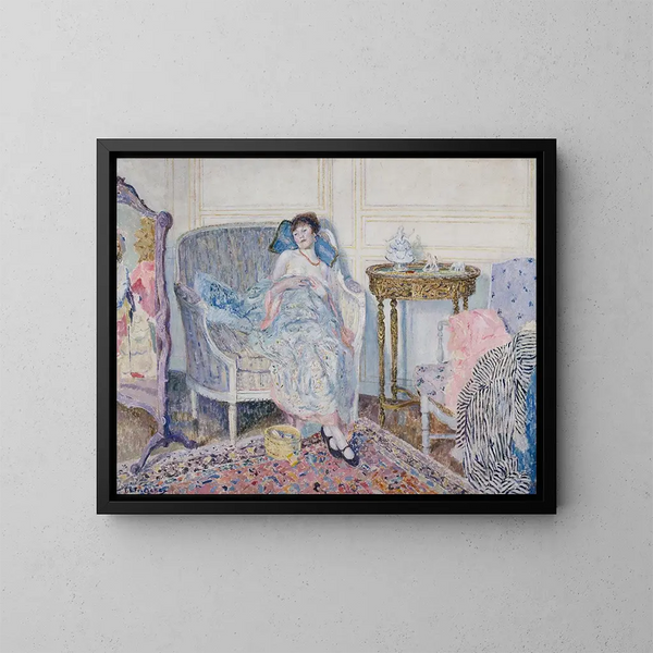 W boudoirze - Frederick Carl Frieseke — oprawiony obraz na ścianie