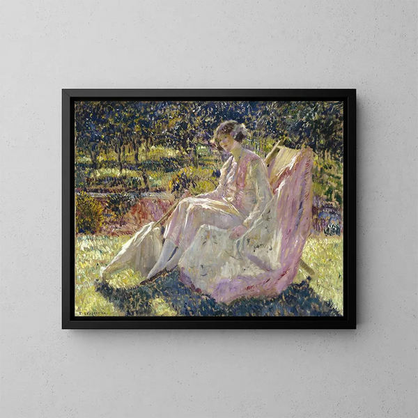 leżaka słonecznego - Frederick Carl Frieseke — oprawiony obraz na ścianie