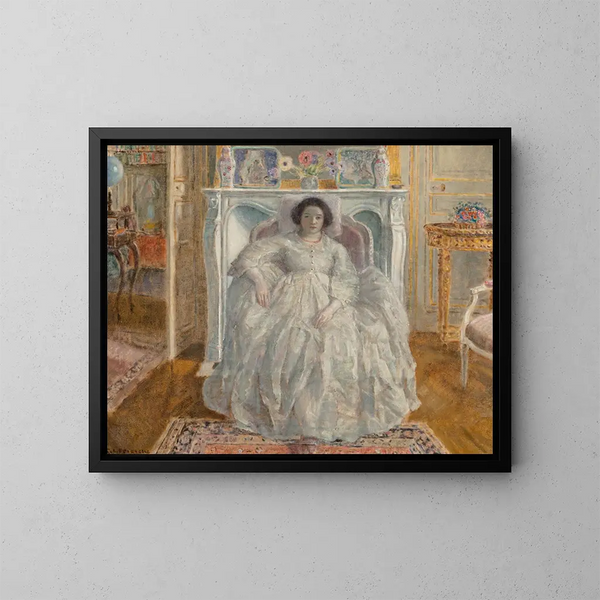 La Robe blanche - Frederick Carl Frieseke — oprawiony obraz na ścianie