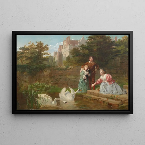 Karmienie łabędziami - Frederick Goodall — oprawiony obraz na ścianie