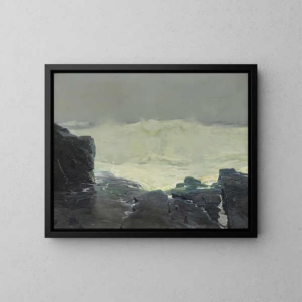 Surf et brouillard, Monhegan, Maine - Frederick Judd Waugh — oprawiony obraz na ścianie
