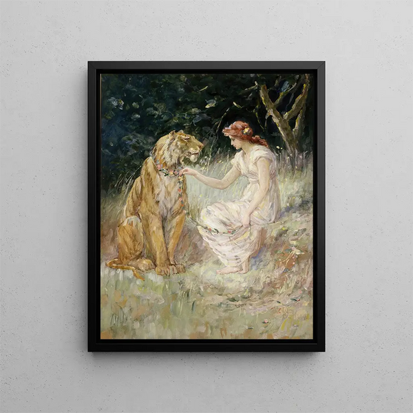 La Dame et le Tigre - Frederick Stuart Church — oprawiony obraz na ścianie
