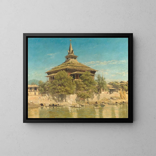 La mosquée Shah Hamadân à Srinagar, Cachemire - Frederick William John Shore — oprawiony obraz na ścianie