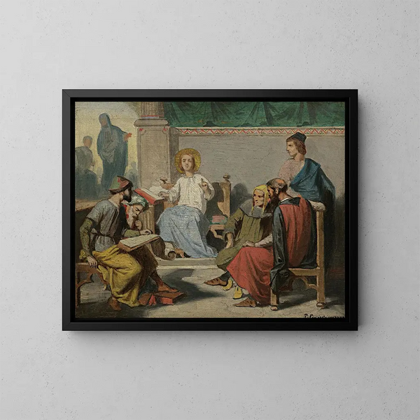 Le Christ au temple - Szkoła Francuska — oprawiony obraz na ścianie
