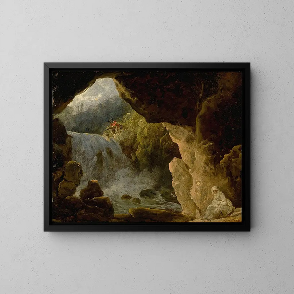La grotte de Neptune à Tivoli - Ecole Française — oprawiony obraz na ścianie